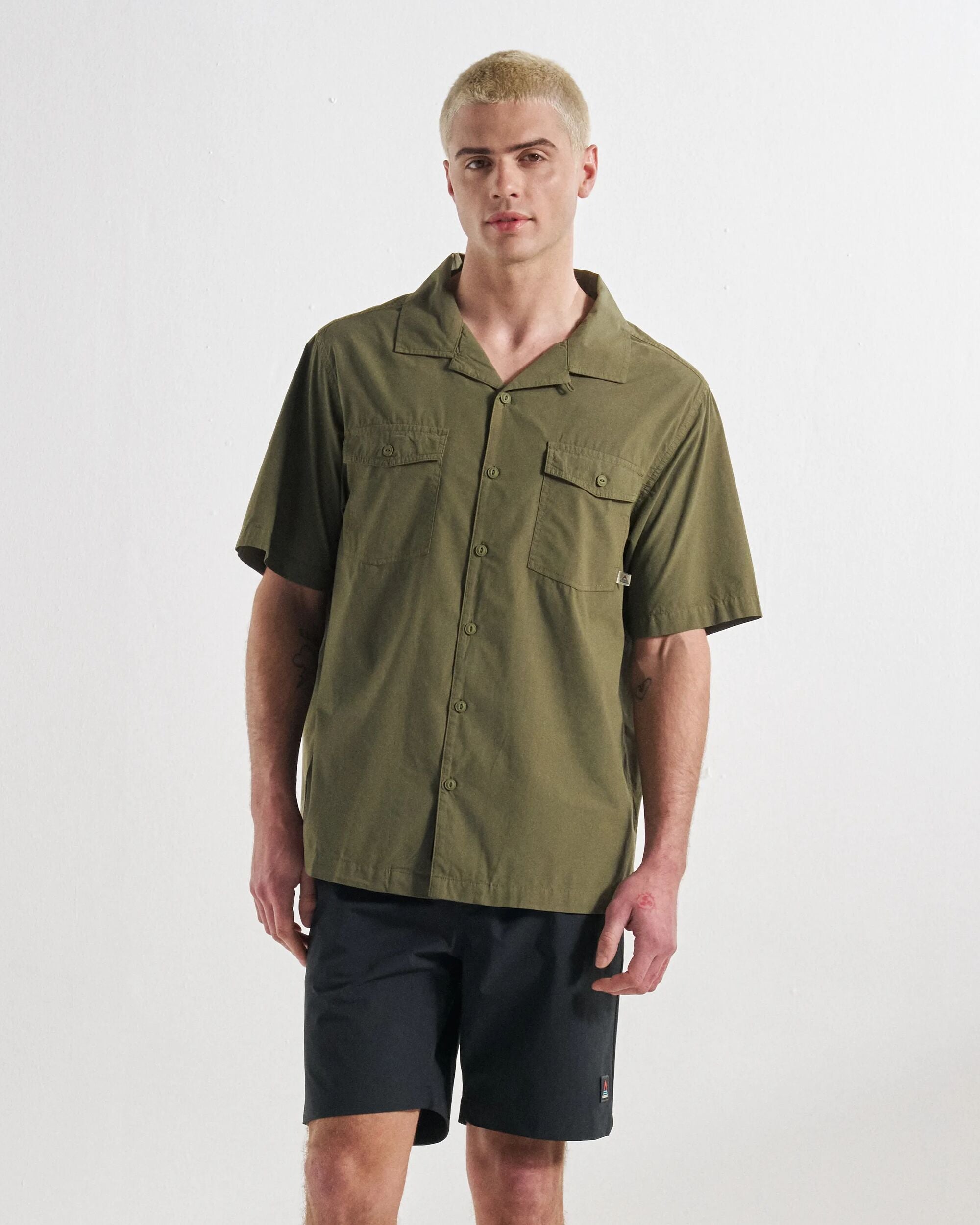Acreage Organic Cotton Shirt - Khaki - Studio Model