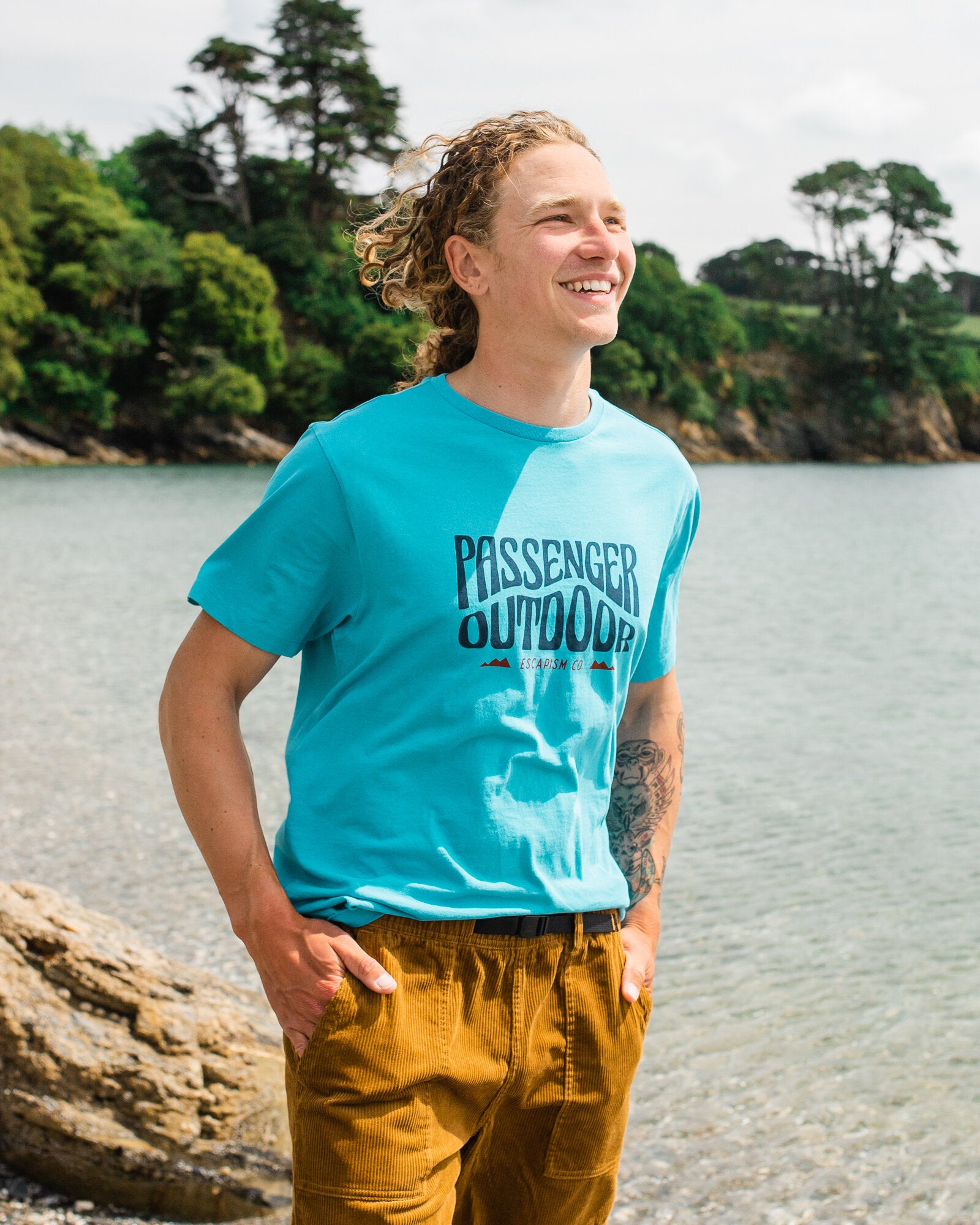 Yuca Recycled Cotton T-Shirt - Blue Pool - Lifestyle