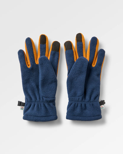 Daytrip Recycled Polar Fleece Gloves - Rich Navy/ Retro Orange - Flatlay