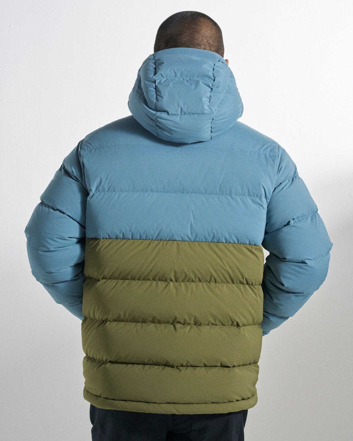 Kindlewood Down Jacket - Stormy Blue/Khaki - Studio Model