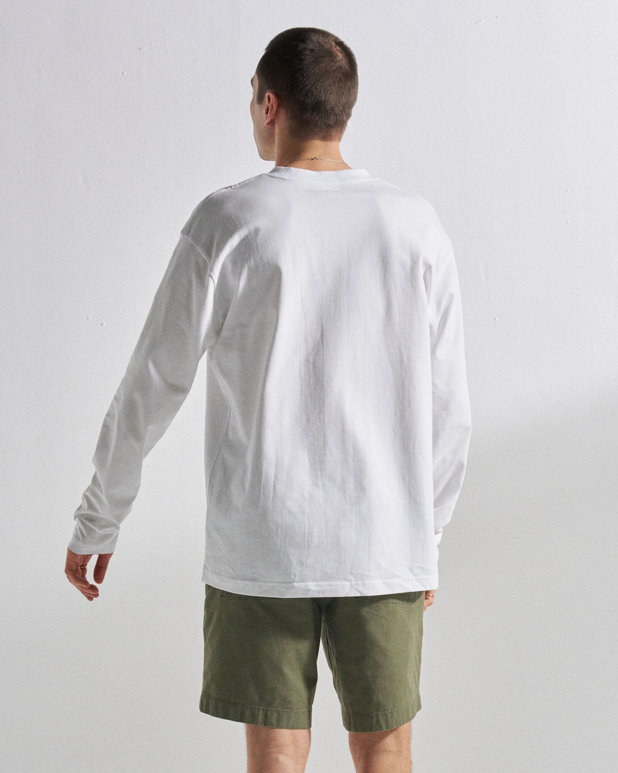 Vita Organic Cotton Relaxed Fit LS T-shirt - White - Studio Model