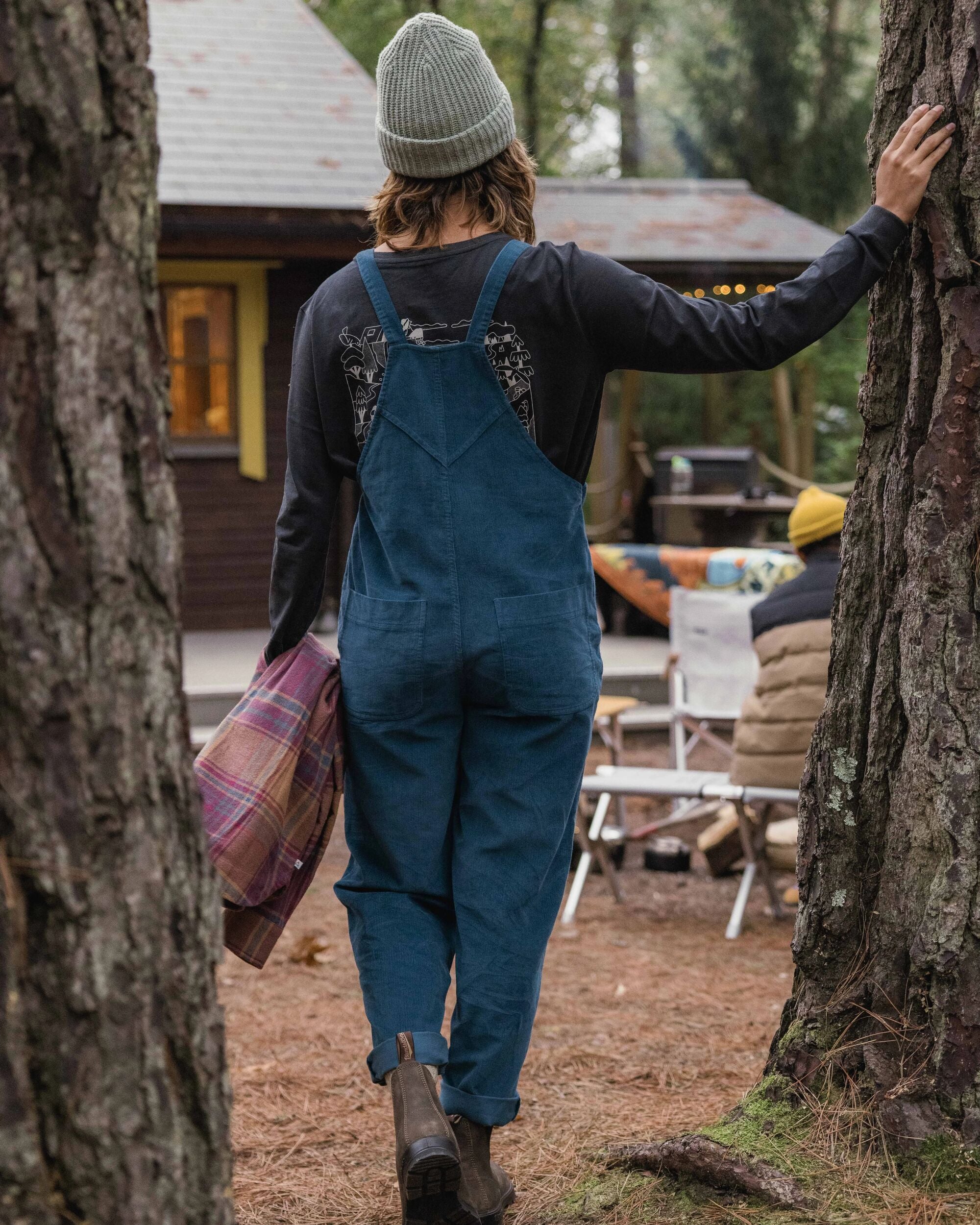 Meadows Organic Cotton Cord Dungarees - Tidal Blue - Lifestyle