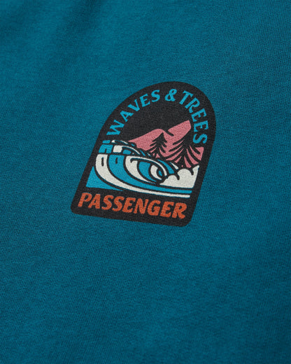 Waves & Trees Recycled Cotton Sweatshirt - Tidal Blue