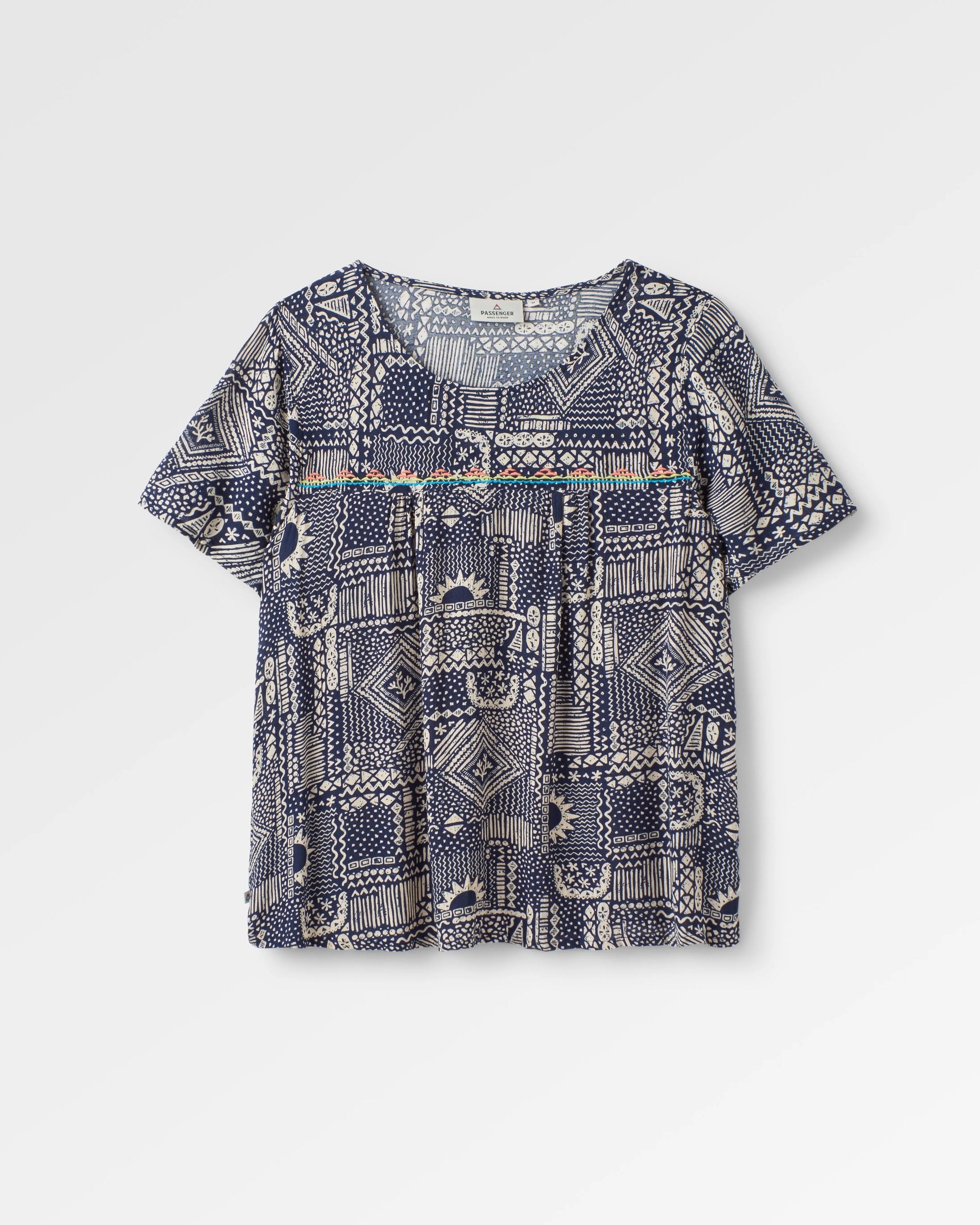 Petal Top - Vintage Patchwork Navy - Flatlay