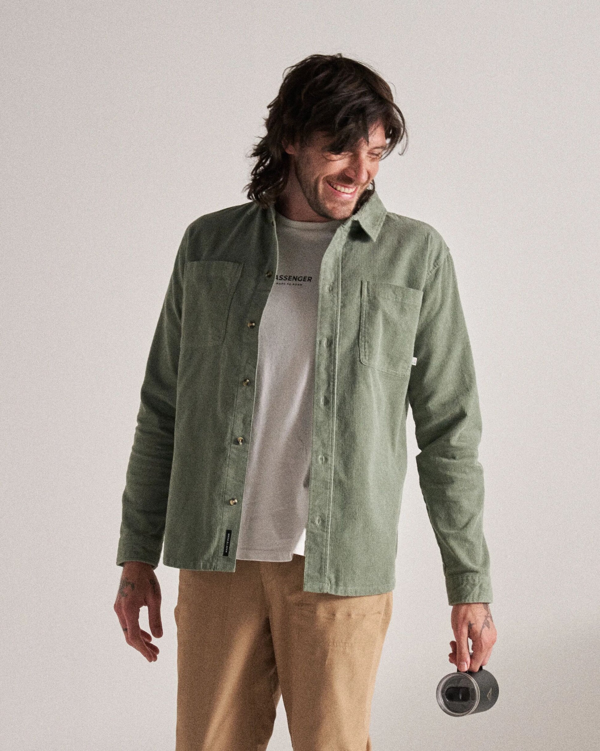 Backcountry Cord Shirt - Pistachio - Studio Model