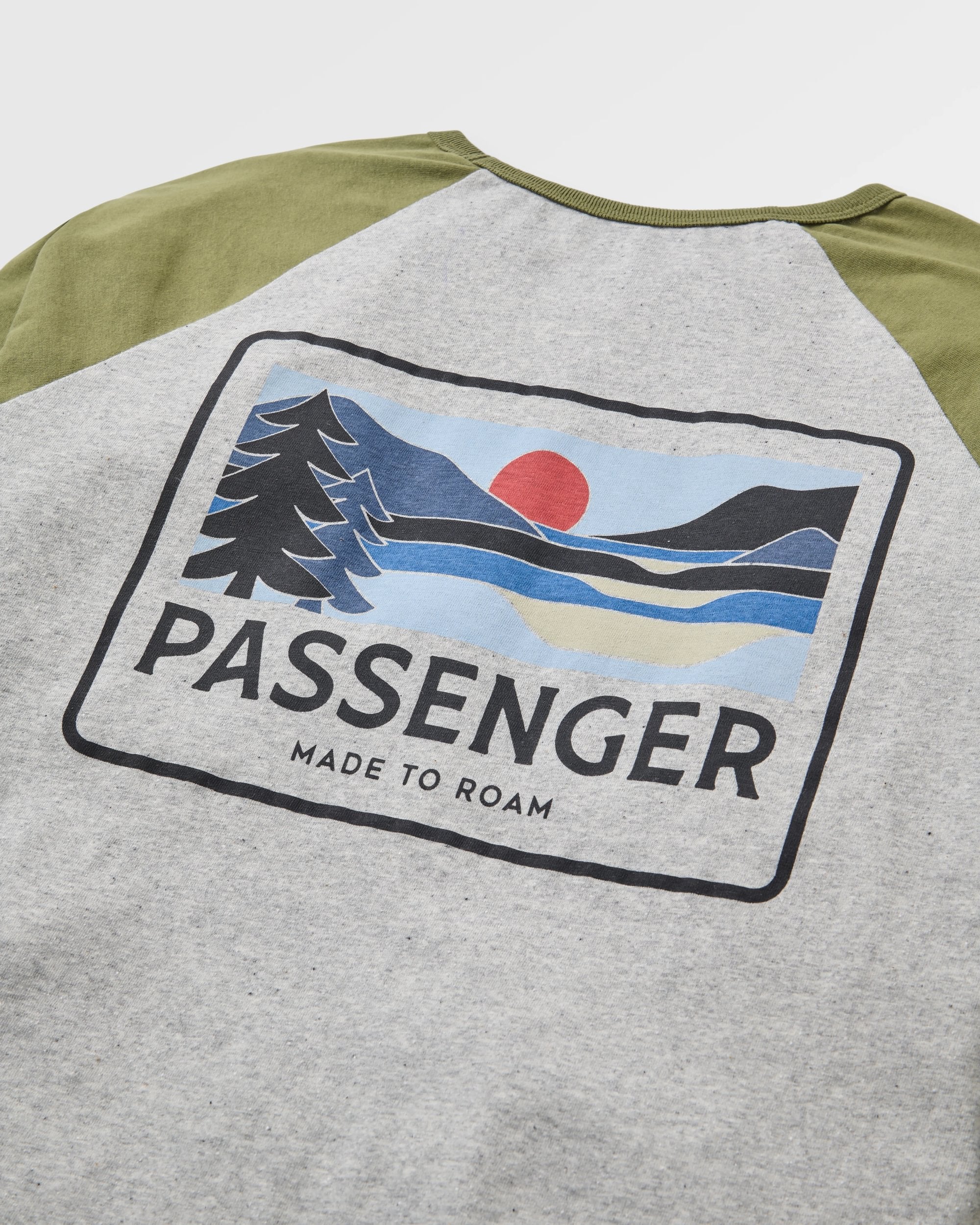 Roamer Raglan LS T-Shirt - Khaki/Grey Marl - Flatlay