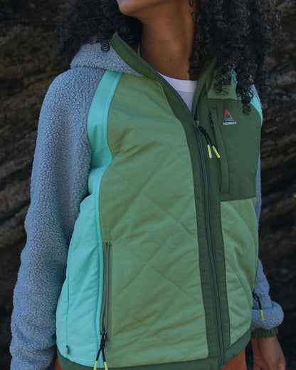 Lara Quilted Jacket - Faded Denim/Stem Green - Lifestyle