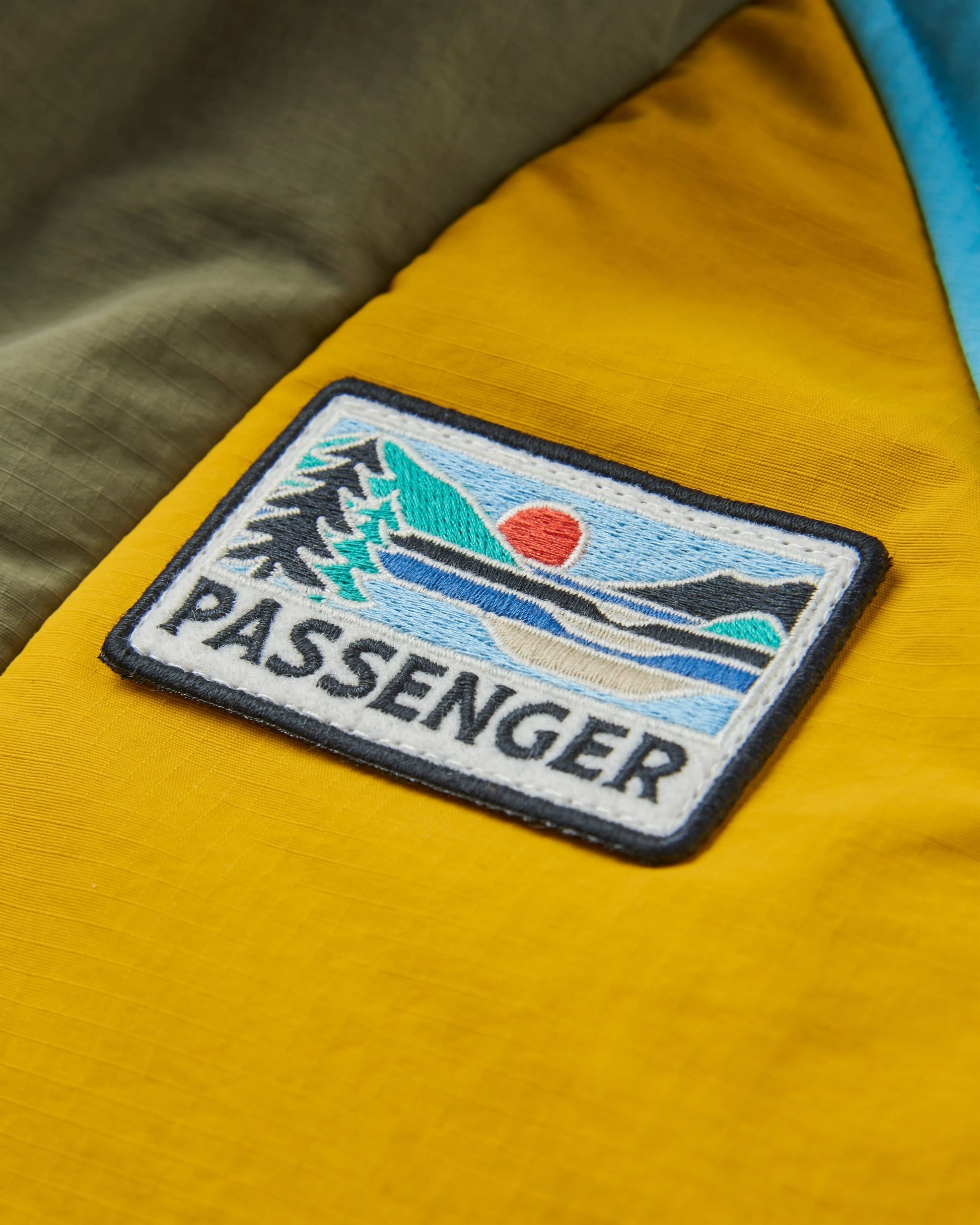 Ocean Recycled Insulated 1/2 Zip Jacket - Dusty Olive/Heritage Yellow - Flatlay