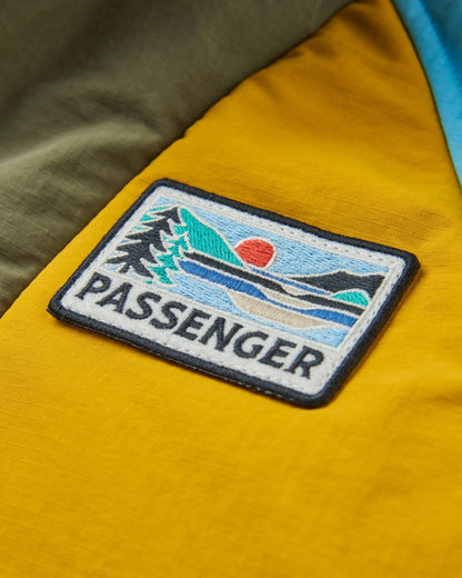 Ocean Recycled Insulated 1/2 Zip Jacket - Dusty Olive/Heritage Yellow - Flatlay