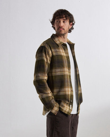 Backcountry Check Shirt - Dark Olive Check  - Studio Model