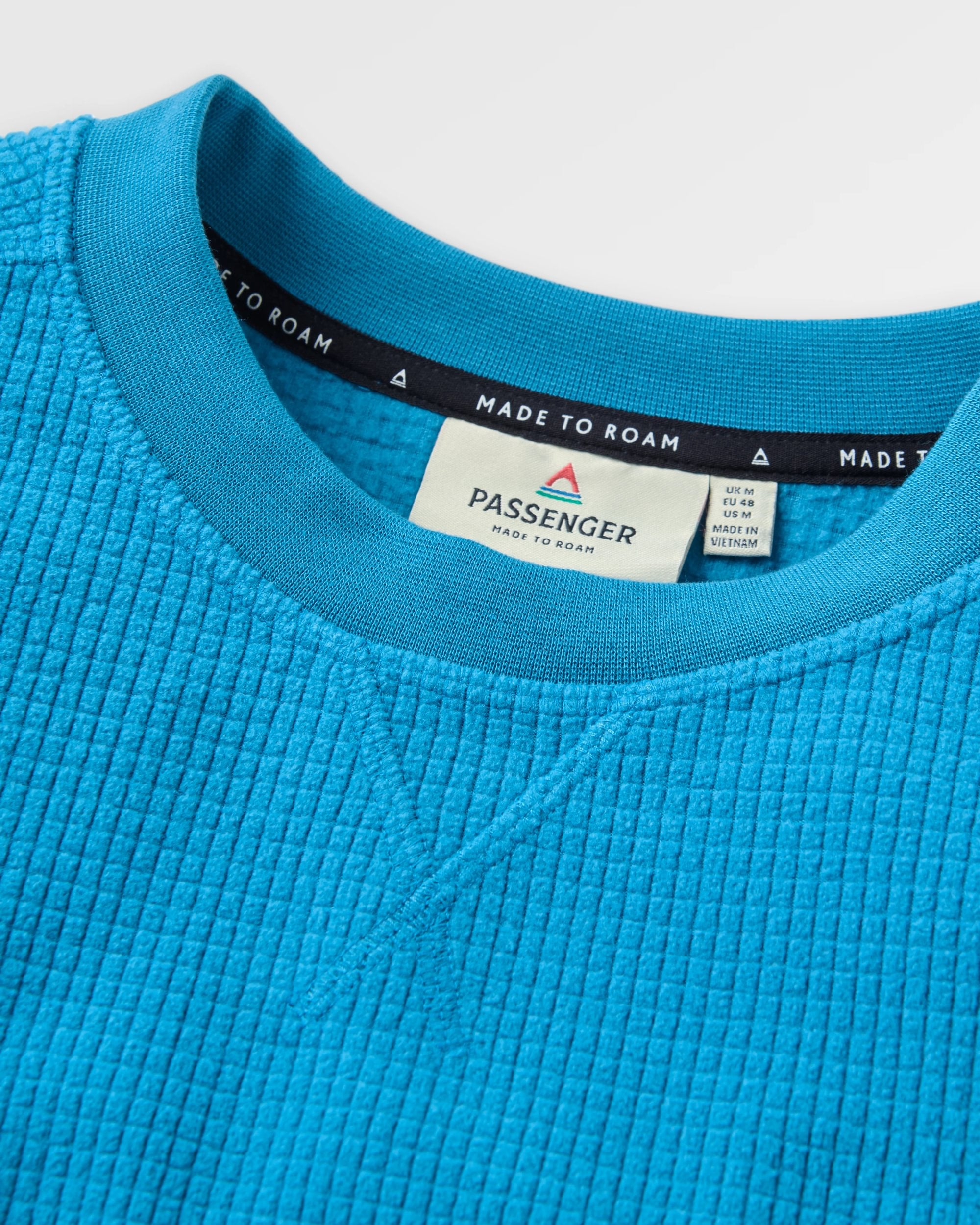 Forestscape Grid Fleece Crew - Blue Steel - Flatlay