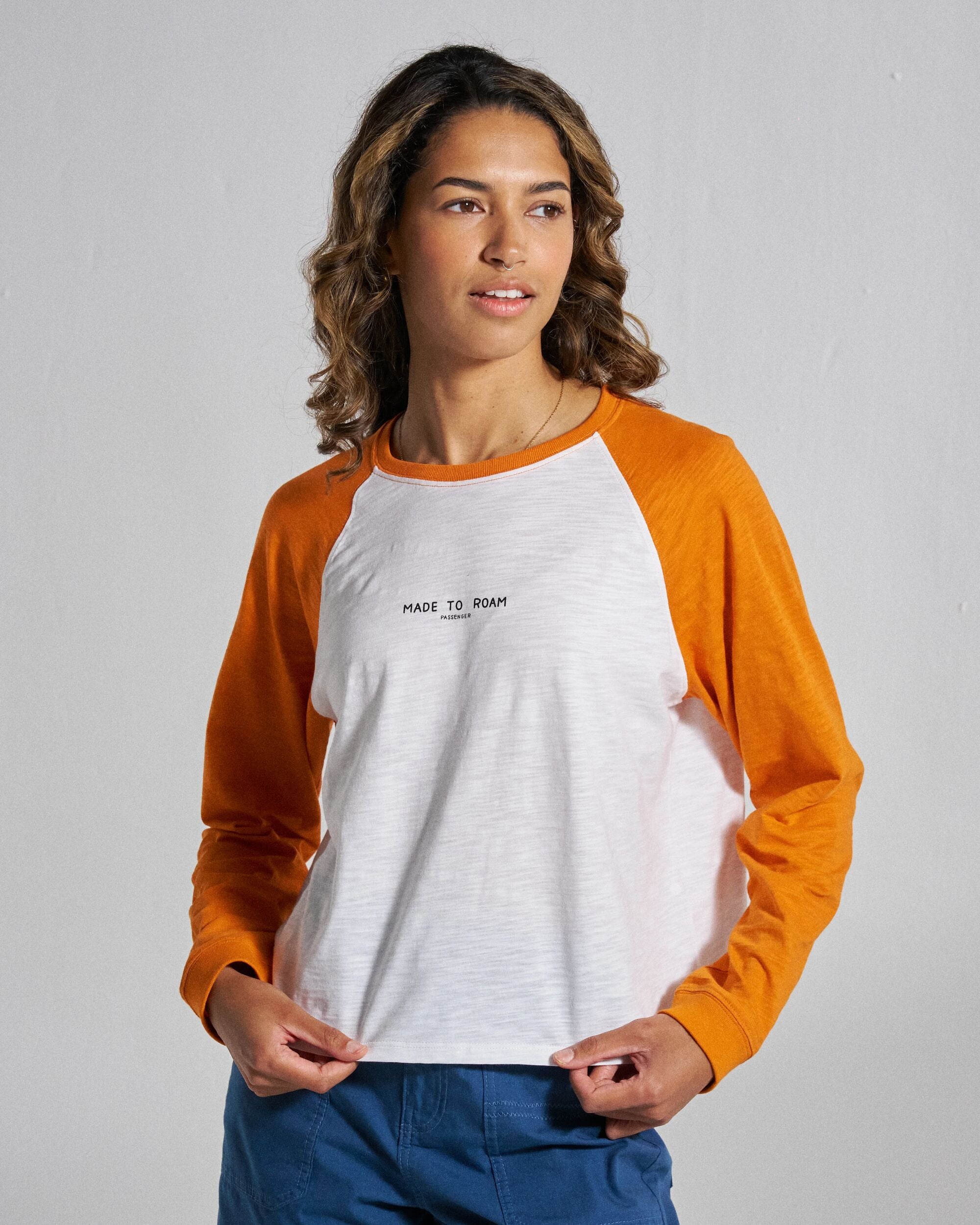Explore LS Raglan T-Shirt - White - Studio Model
