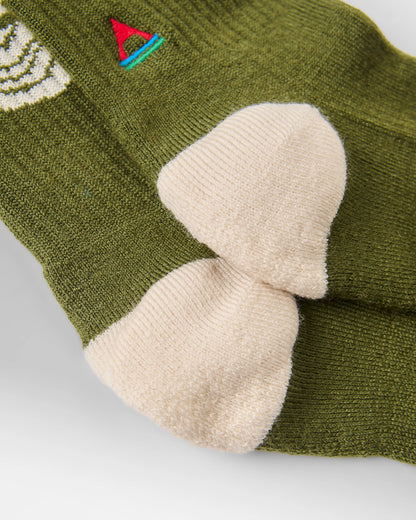 Tahola Merino Socks - Khaki - Flatlay