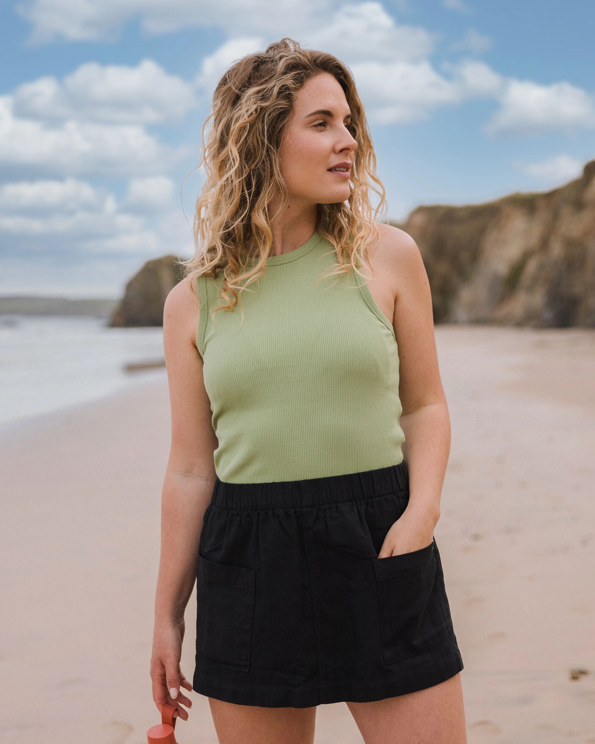 Atmos Ribbed Tank Vest - Stem Green - Lifestyle