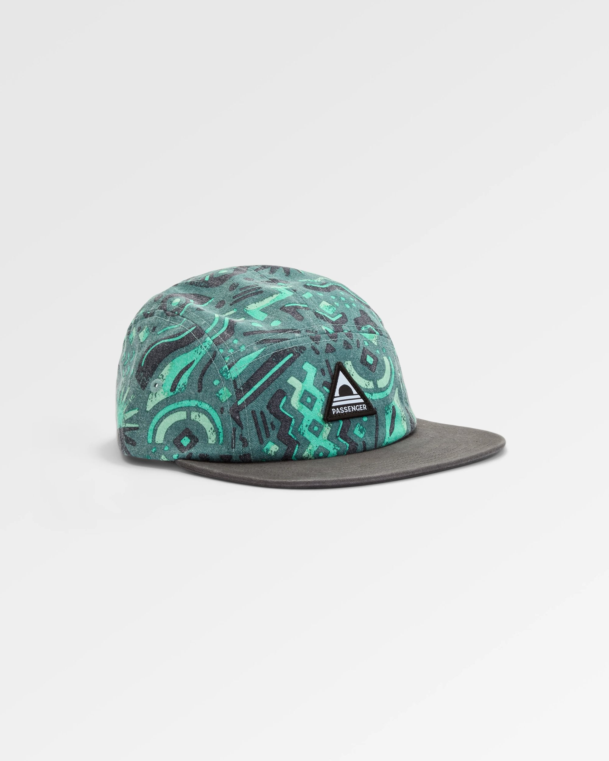 Coast Organic Cotton 5 Panel Snapback Cap - Elemental Geo Arctic - Flatlay