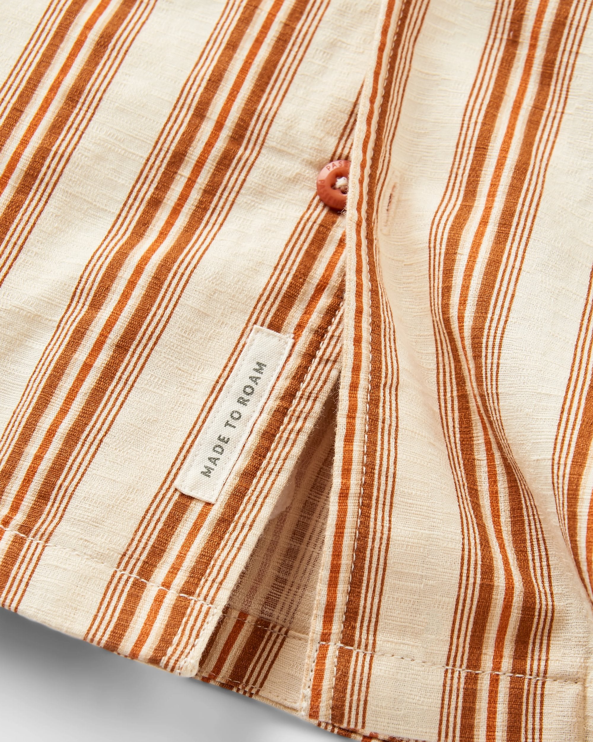 Cove Organic Textured Shirt - Sunset Orange Stripe - Flatlay