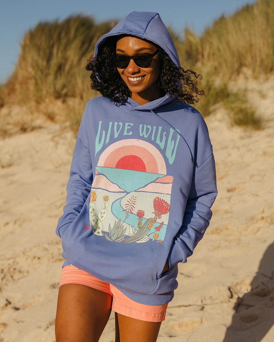 Live Wild Recycled Cotton Oversized Hoodie - Baja