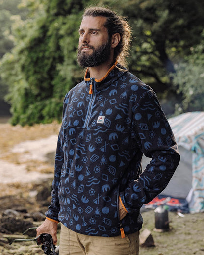 Set Off Recycled 1/4 Zip Polar Fleece - Abstract Deep Navy