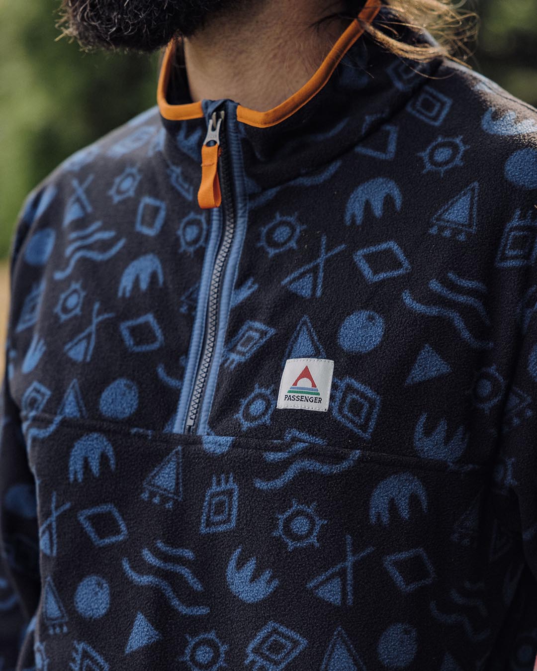 Set Off Recycled 1/4 Zip Polar Fleece - Abstract Deep Navy