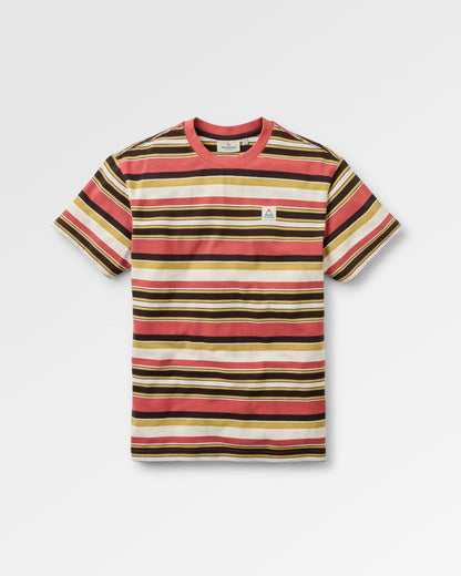 Wild Pine Relaxed Fit Stripe T-shirt - Redwood Multi Stripe - Flatlay