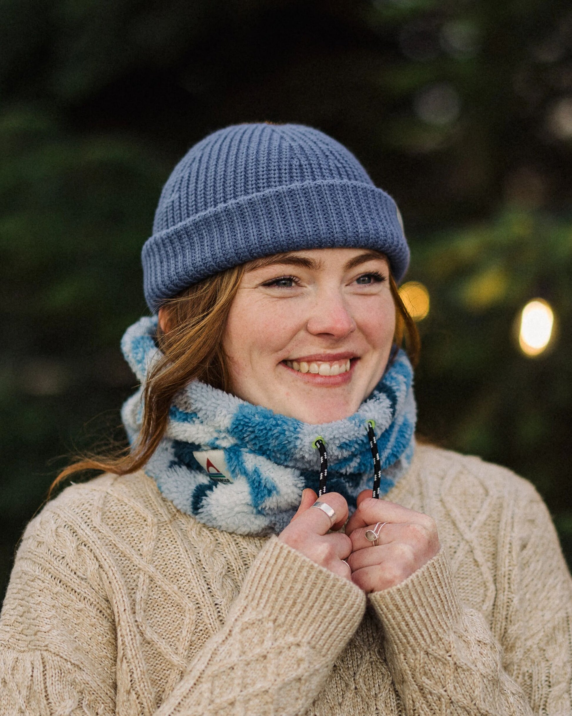 Womens_Ash Recycled Sherpa Fleece Snood - Abstract Mountain Blue Steel