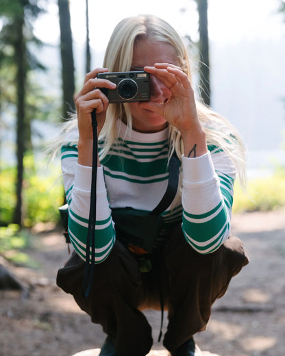 Graceful Textured LS Top - Greenlake Stripe