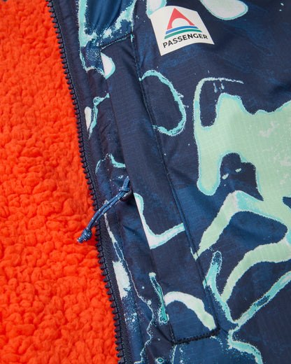 Waves Recycled Sherpa Lined Changing Robe - Frost Rich Navy - Flatlay