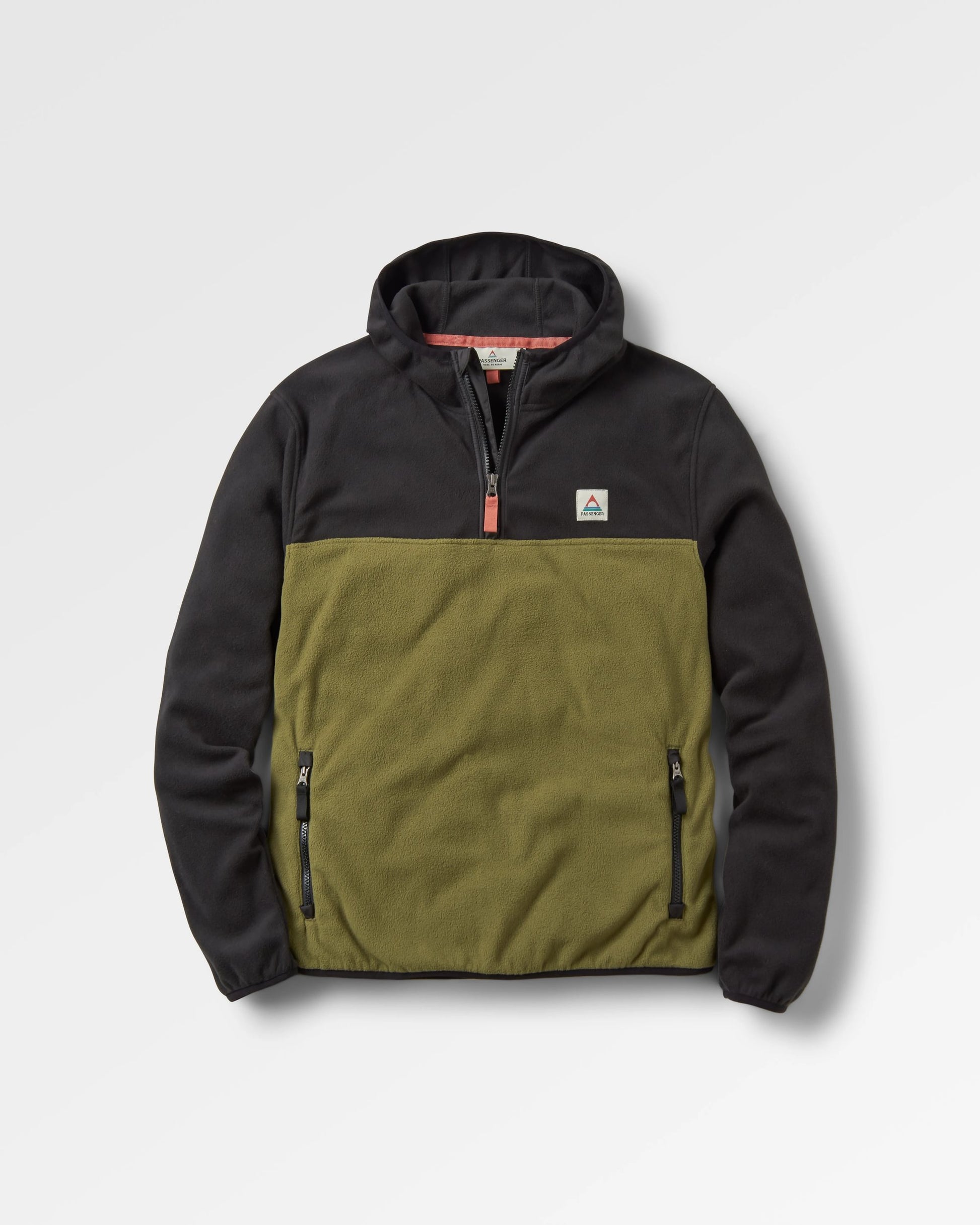 Set Off Recycled Polar Hooded Fleece - Black/Khaki