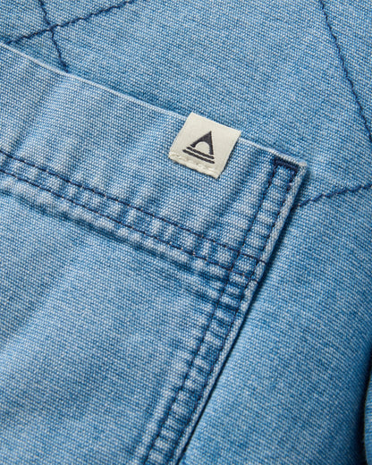 Lucia Sherpa Lined Denim Bomber Jacket - Denim Blue - Flatlay