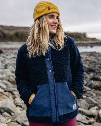 Clover Recycled Sherpa Fleece - Deep Navy - Lifestyle