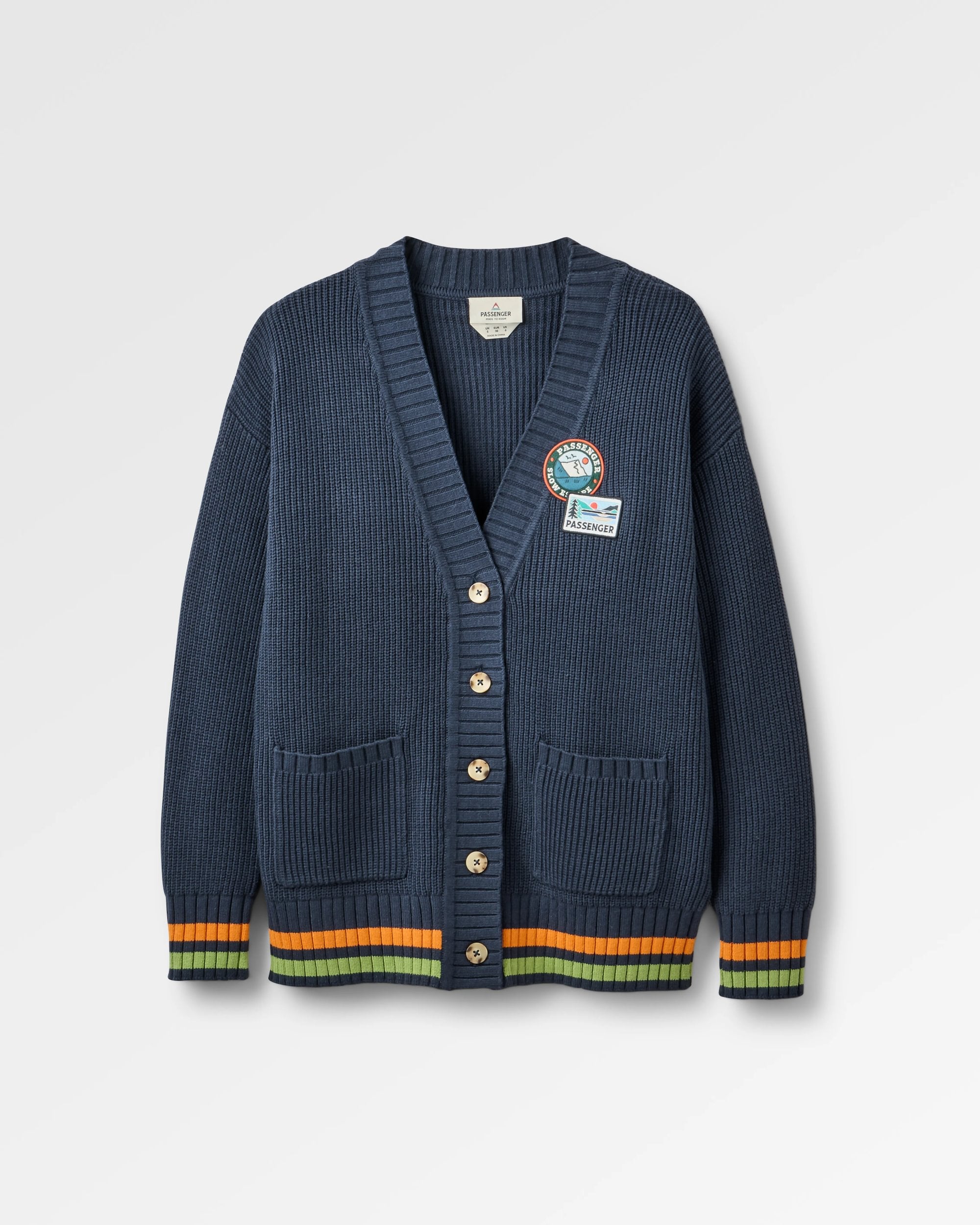 Campus Patch Cardigan - Rich Navy - Flatlay