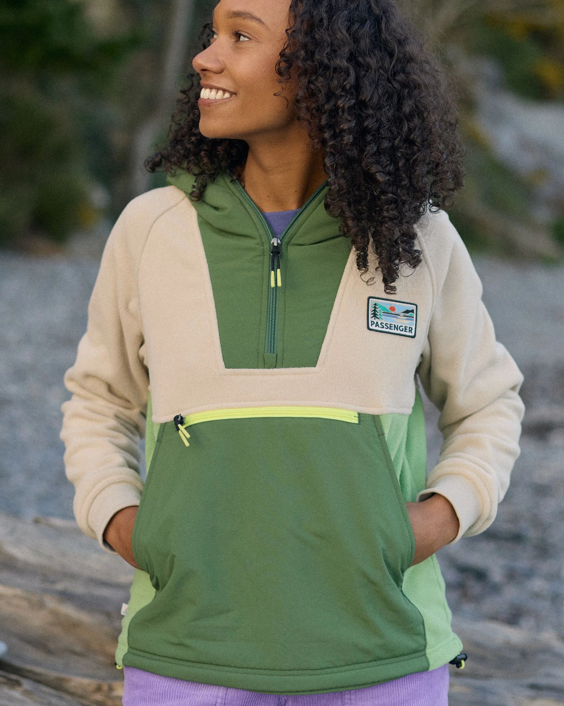 Alexander Recycled Hooded Polar Fleece  - Feather/Wild Green - Lifestyle