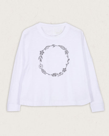 Daisy Chain Recycled Cotton Ls T-Shirt - White