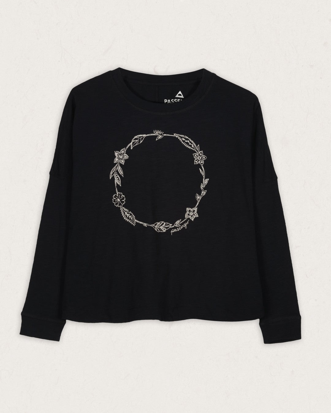 Daisy Chain Recycled Cotton Ls T-Shirt - Black