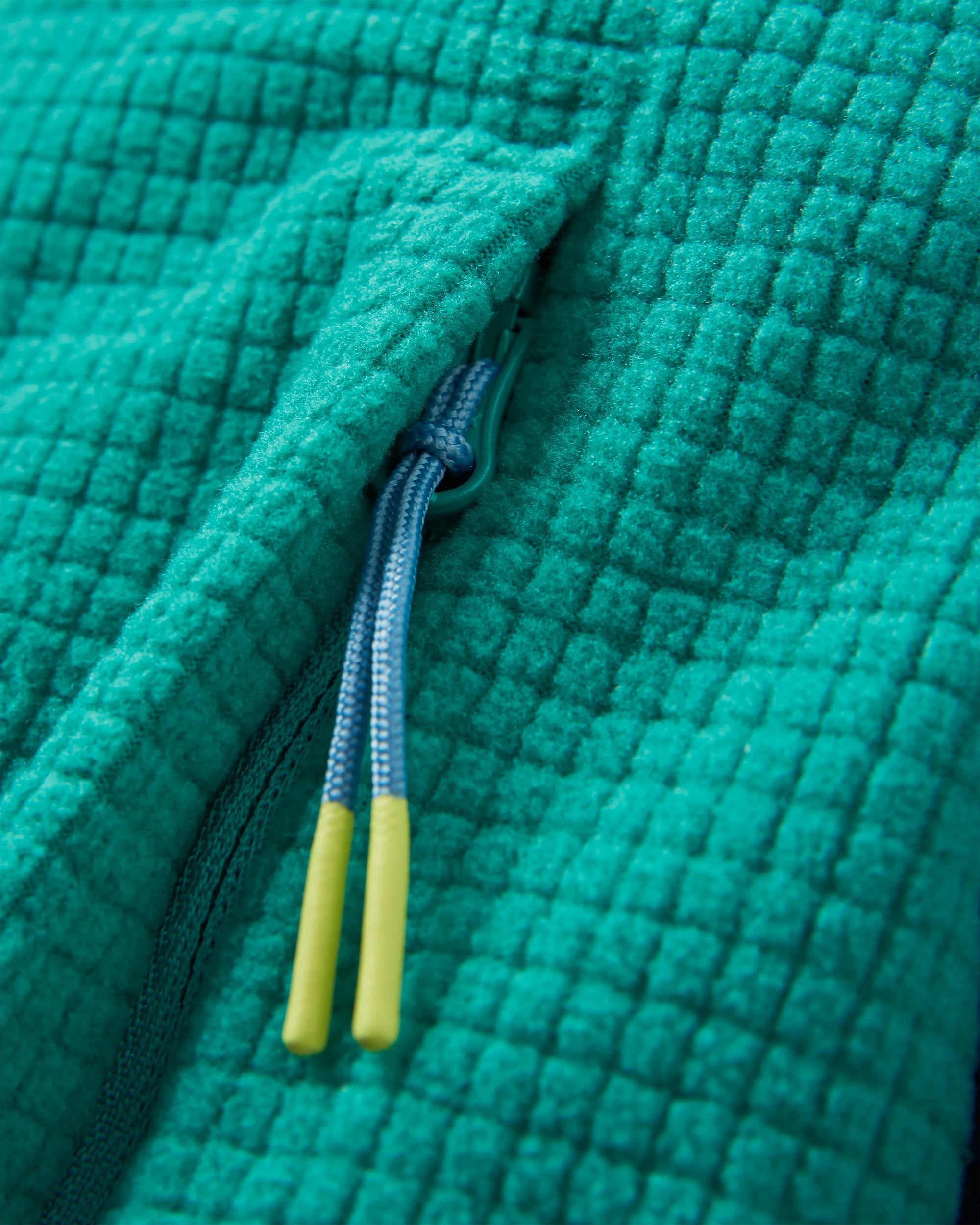 Off Trail Recycled Grid Polar Fleece - Rich Navy/Green Lake - Flatlay