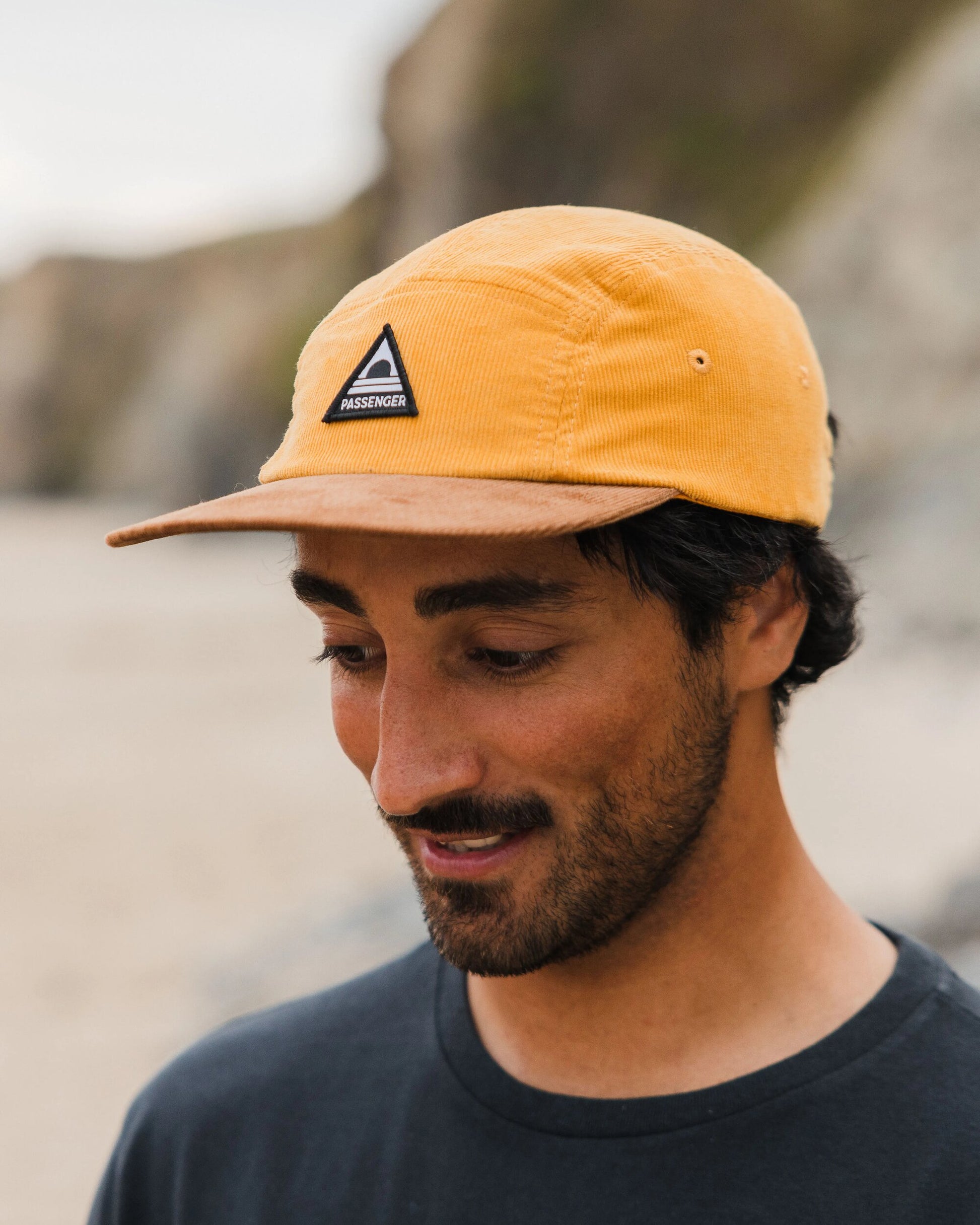 Male_Fixie Recycled Cord 5 Panel Cap - Golden Spice