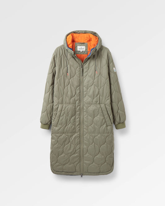 Flora Long Recycled Insulated Parka - Dusty Olive - Flatlay