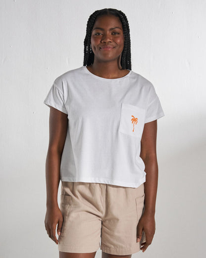 Stack Pocket T-Shirt - White - Studio Model