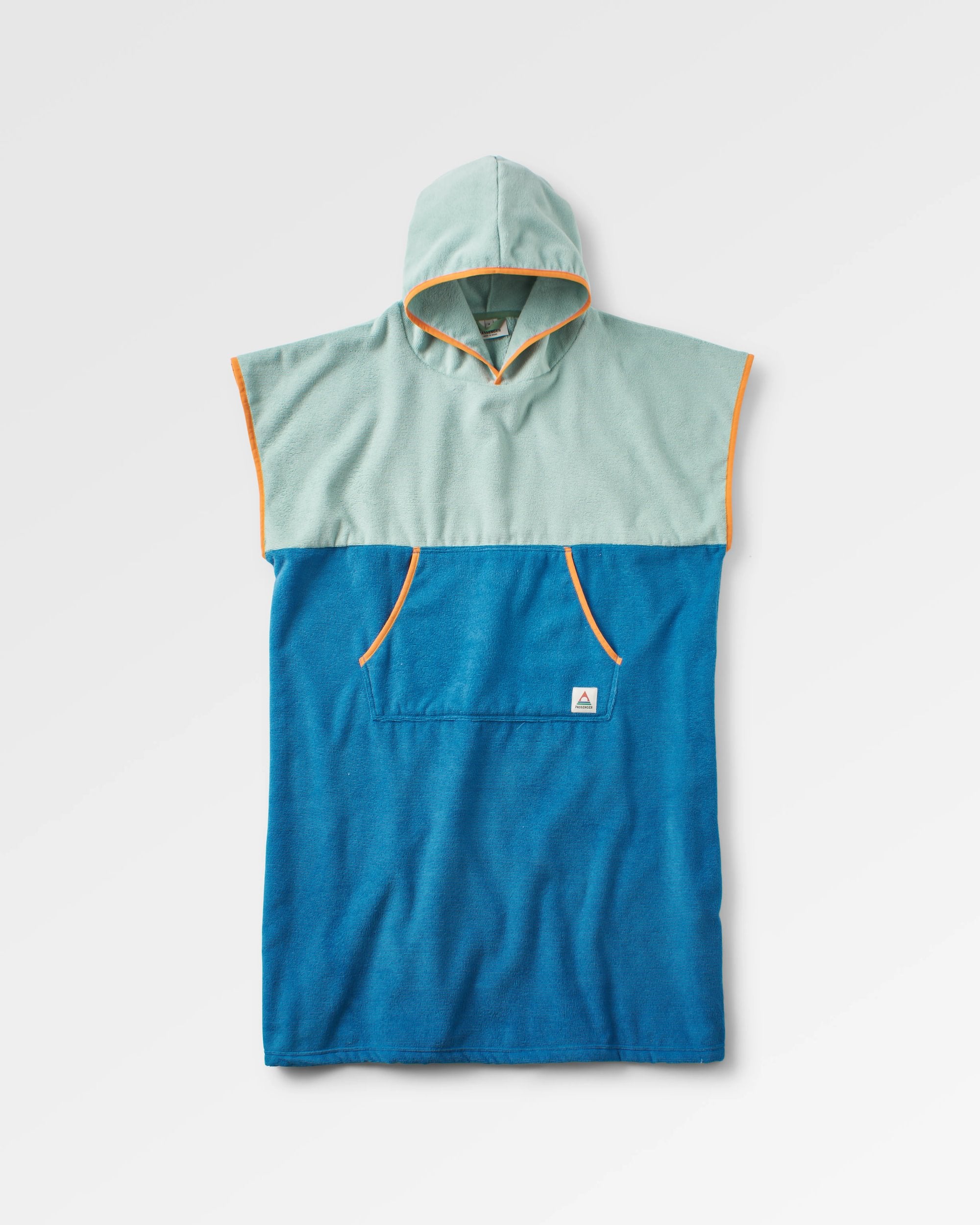 Tulum Recycled Towel Poncho - Surf Spray/ Moonlight Blue - Flatlay