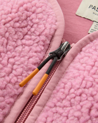 Tawny Collarless Deep-Pile Sherpa Gilet - Pink Haze - Flatlay