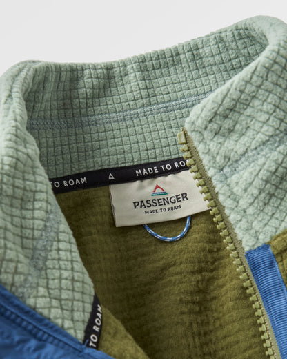 Overlook Recycled Grid Polar Fleece - Khaki/Pistachio