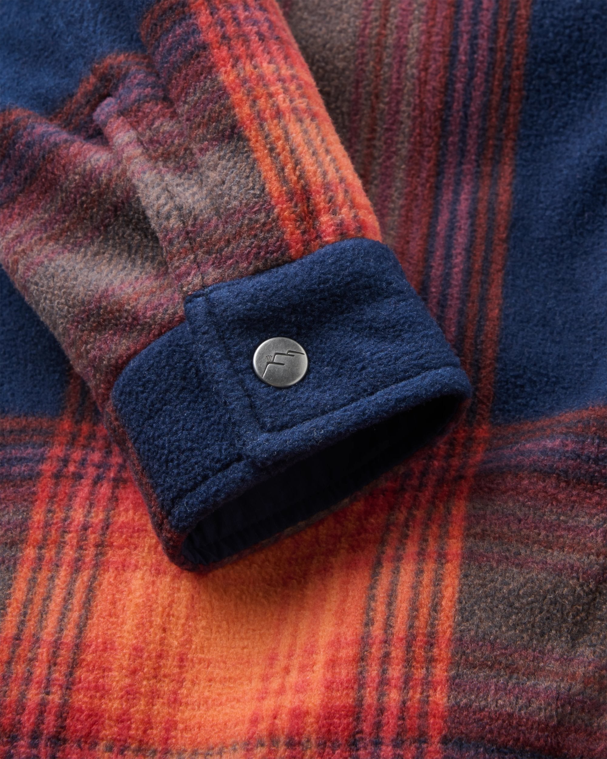 West Polar Fleece Shirt - Rich Navy/ Red Ochre Check - Flatlay