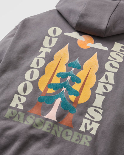 Tall Pines Full Zip Recycled Cotton Hoodie - Charcoal - Flatlay