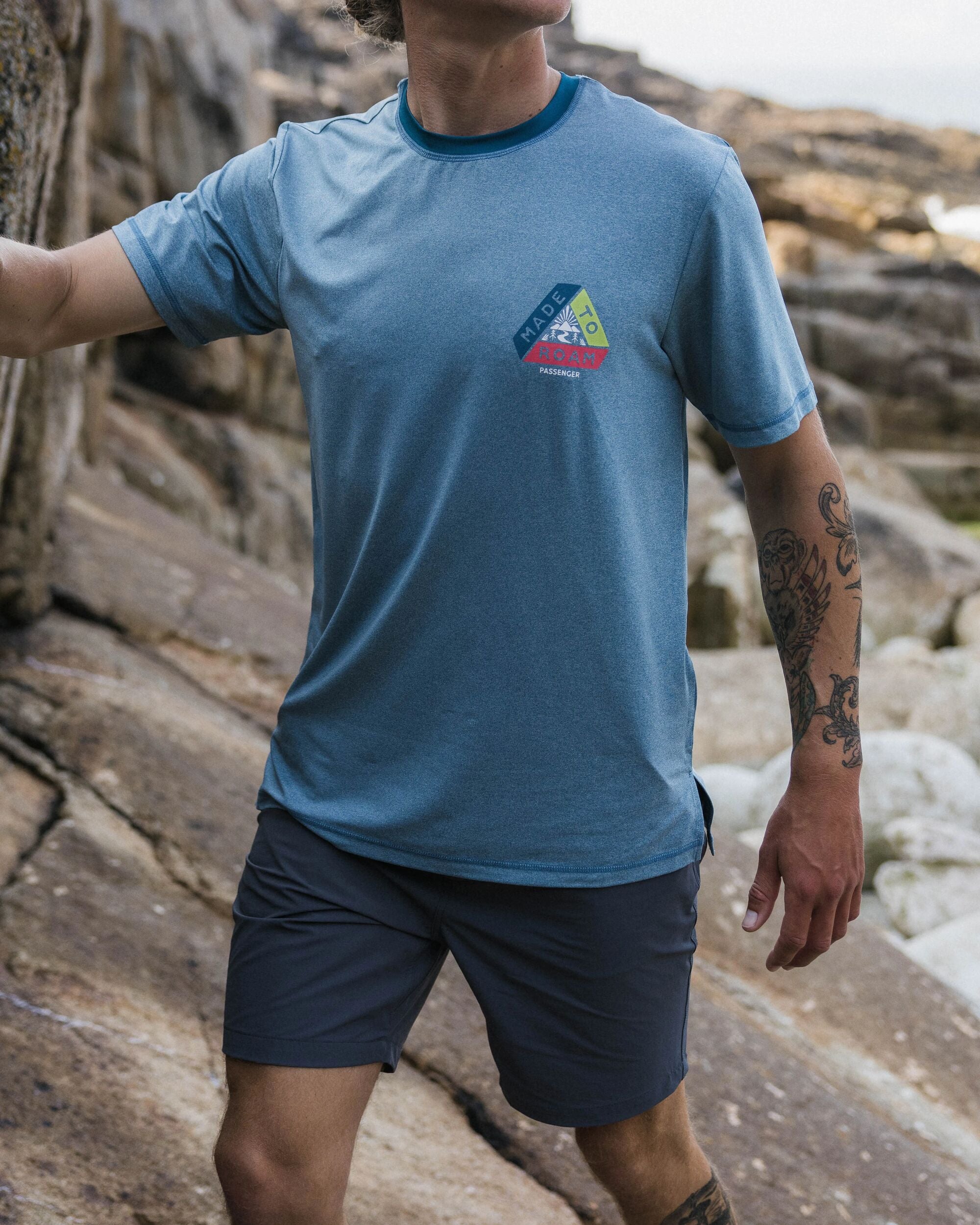 Classic Active Recycled T-Shirt - Blue Steel Marl - Lifestyle