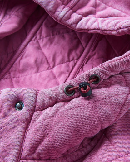 Clementine Recycled Quilted Popper Up Hoodie - Mauve Haze