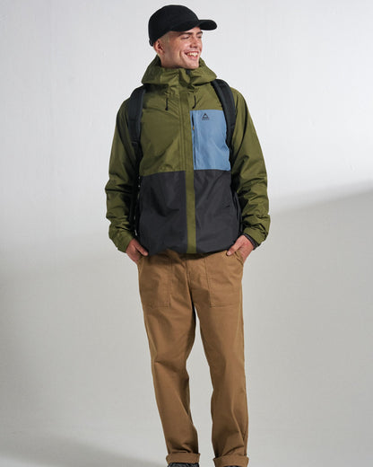 Trailscape Men's Waterproof Jacket - Faded Black/Khaki - Studio Model