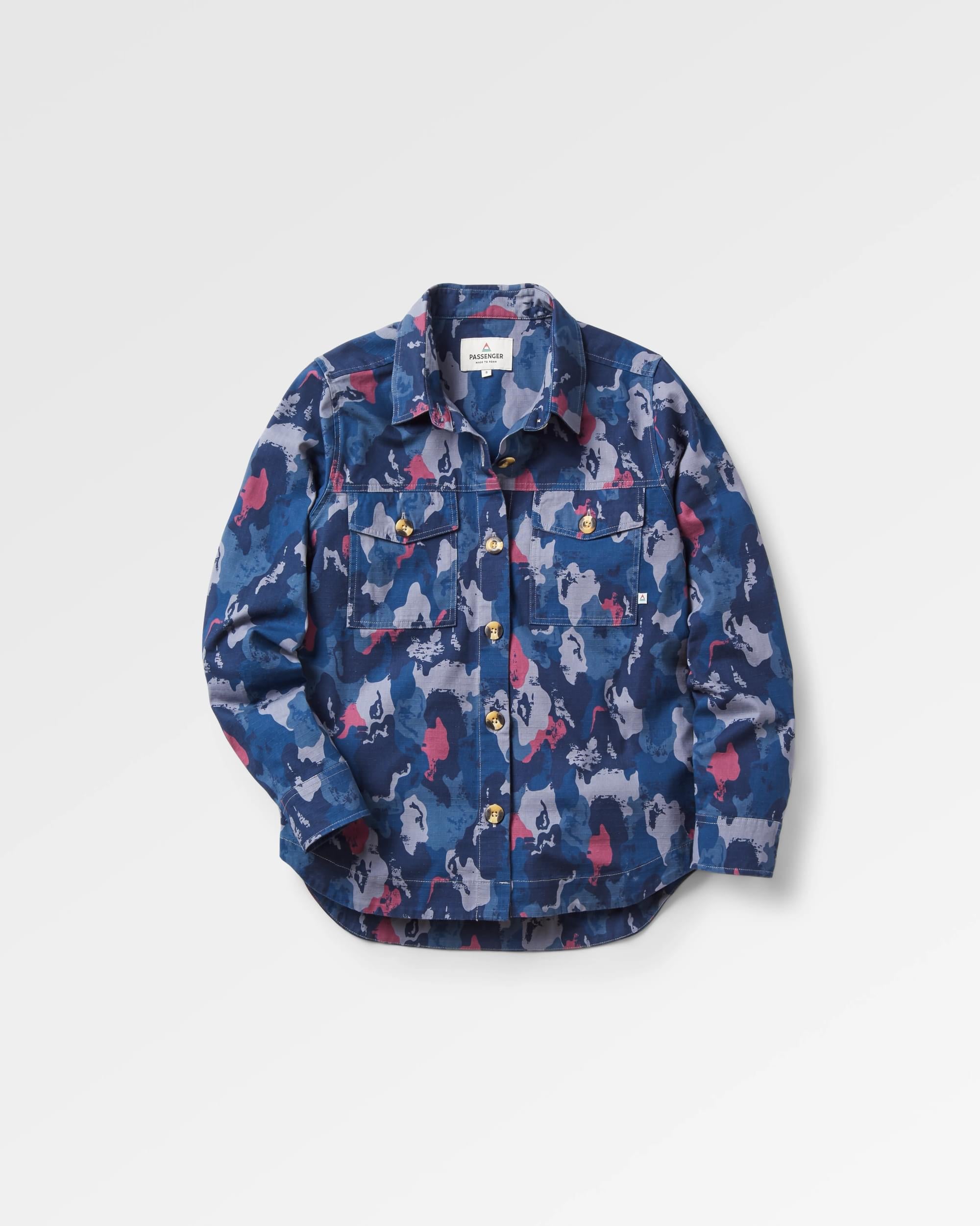 Coral Organic Cotton LS Shirt - Sycamore Camo - Flatlay