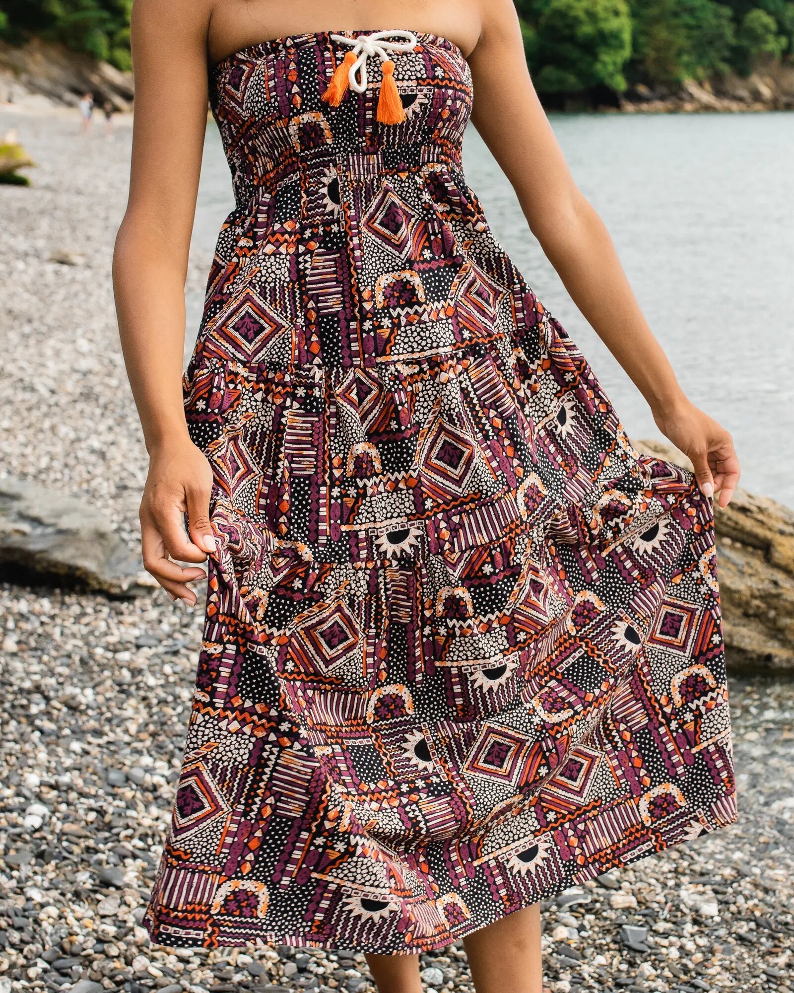 Fareway Recycled Cotton Maxi Skirt - Vintage Patchwork Black/Multi - Lifestyle