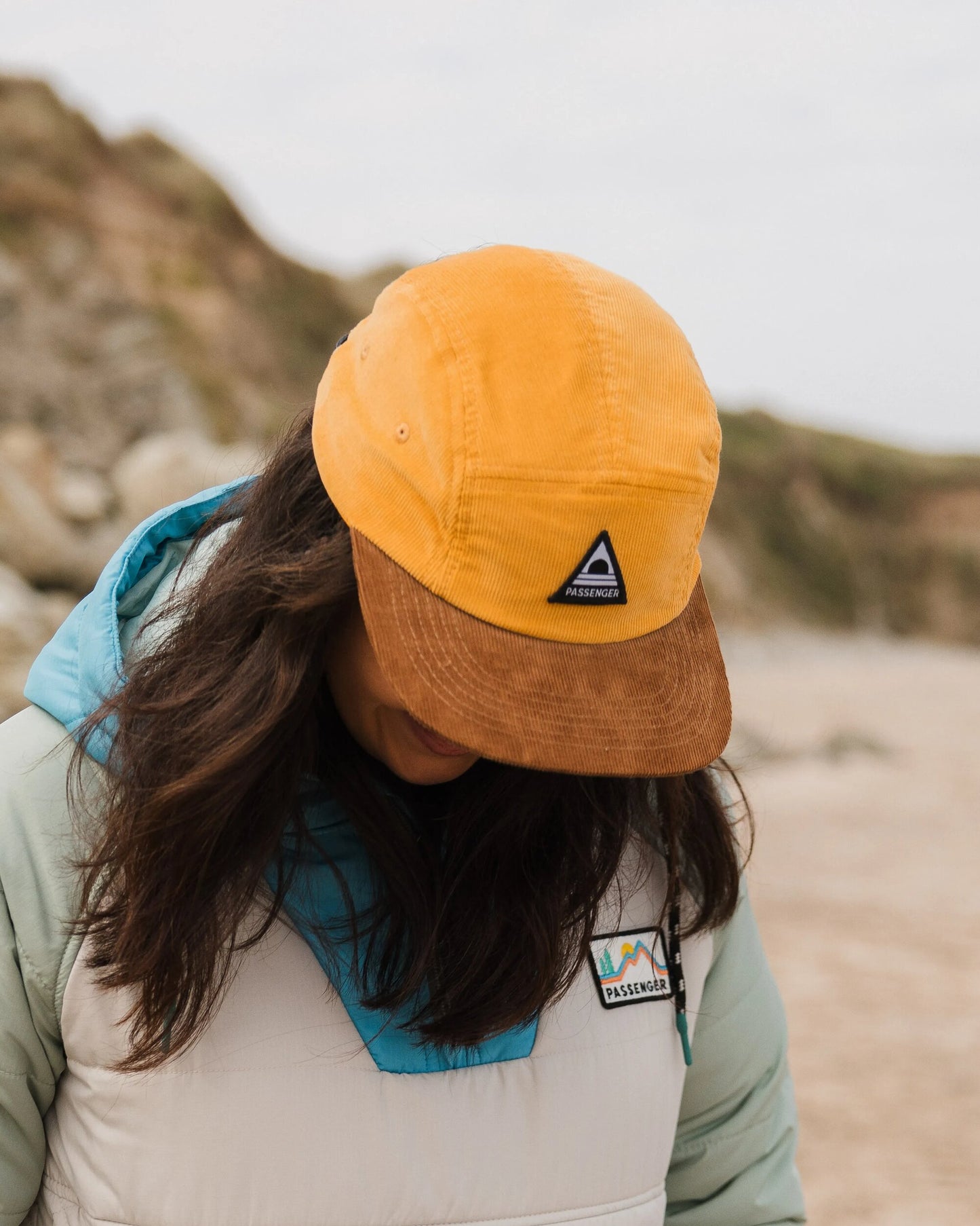 Womens_Fixie 5 Panel Recycled Cord Cap - Golden Spice