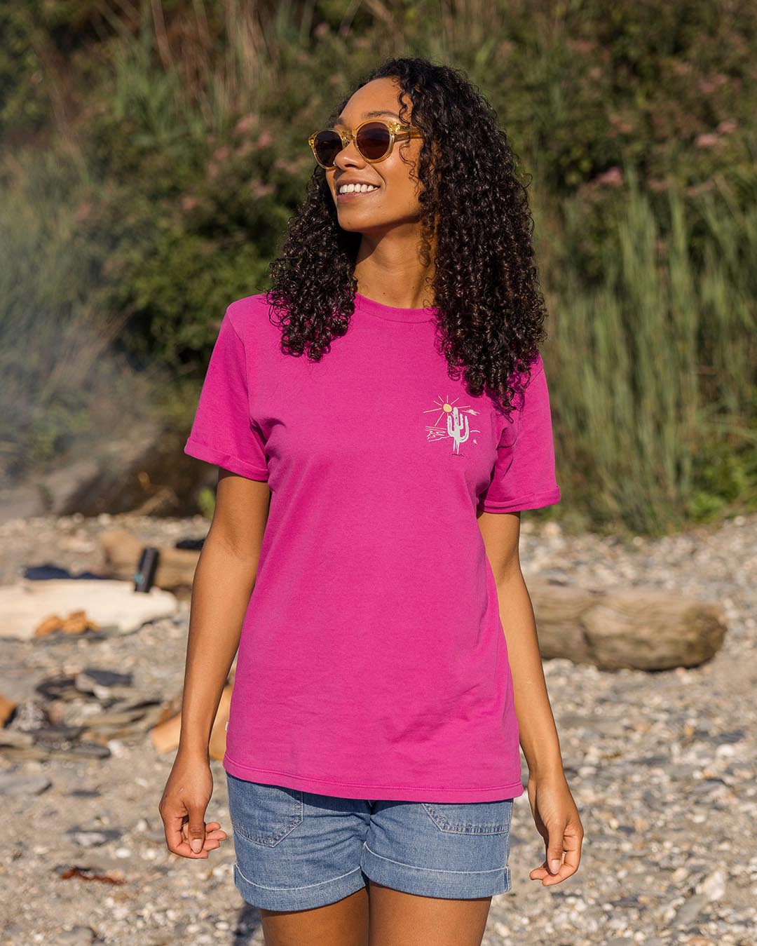 Arabica Recycled Cotton Oversized T-Shirt - Fuchsia